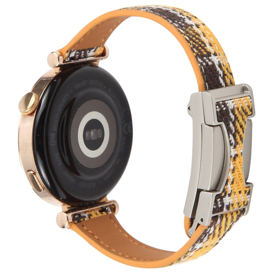 22mm Universal Slim Magnetic Buckle Napped Fabric Leather Watch Band(Yellow) by bashfashion