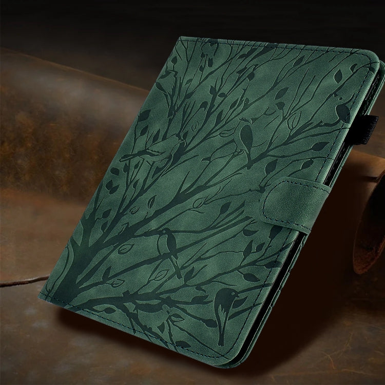 For Amazon Kindle Paperwhite 12th 2024 Fortune Tree Pressure Flower Smart Leather Tablet Case(Green) by bashfashion