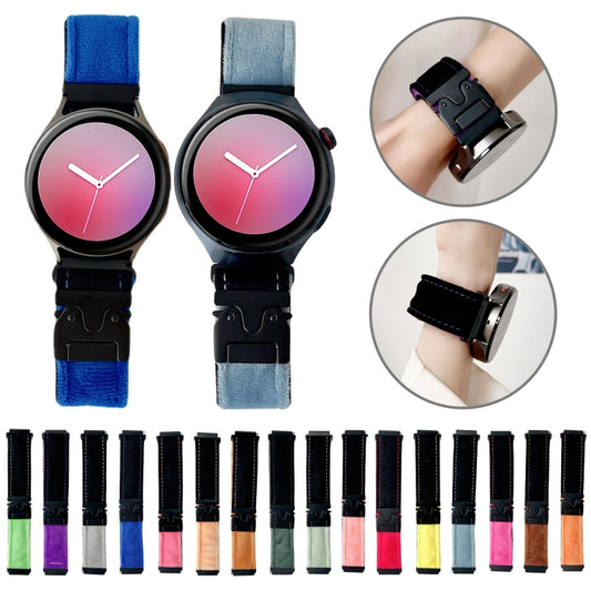 For Samsung Galaxy Watch 7 / 6 / 5 Snap Button Brushed Plush Watch Band(Black Light Brown) by bashfashion