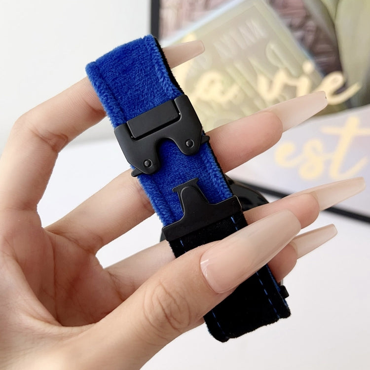 For Samsung Galaxy Watch 7 / 6 / 5 Snap Button Brushed Plush Watch Band(Black Glass Green) by bashfashion