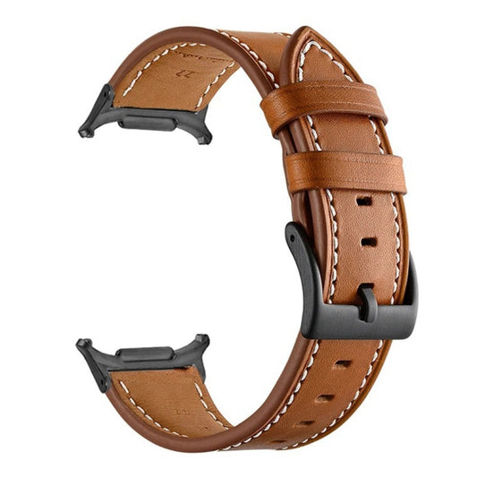 For Samsung Galaxy Watch Ultra 47mm / Ultra 2025 Black Buckle Genuine Leather Watch Band(Brown) by bashfashion