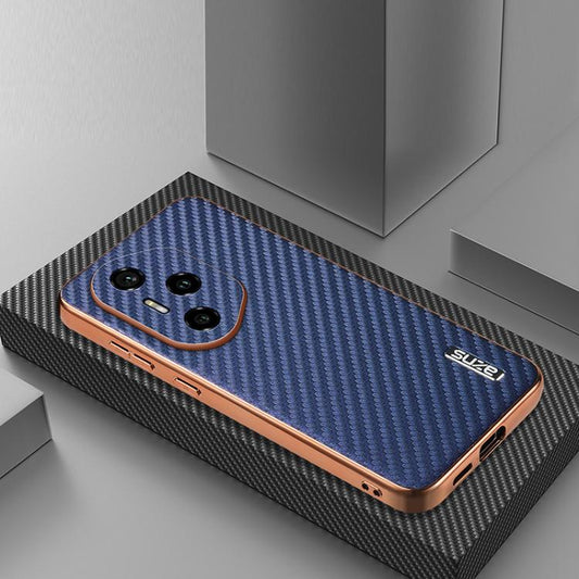 For Honor 300 Pro AZNS Electroplated Edge Carbon Fiber Texture Phone Case(Blue) by AZNS