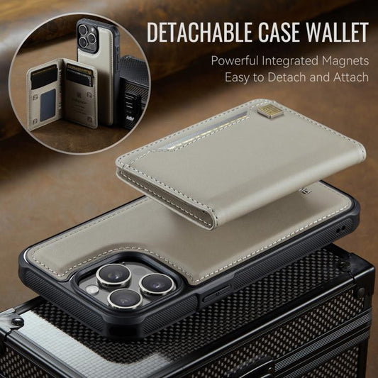 For iPhone 12 Pro Max AutSpace A13 MagSafe Magnetic RFID Flip Card Bag Phone Case(Grey) by AutSpace