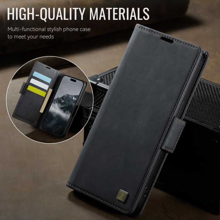 For iPhone 15 Pro Max AutSpace A11 Side Buckle MagSafe Magnetic RFID Phone Leather Case(Black) by AutSpace