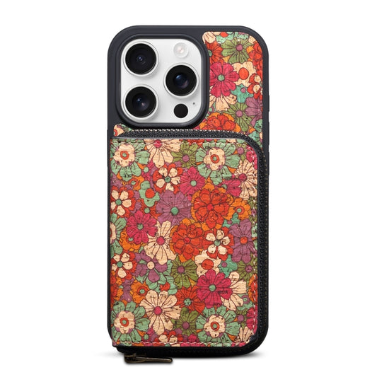 For iPhone 16 Pro Denior D23 MagSafe Detachable Zipper Wallet Holder Phone Case(Red) by Denior