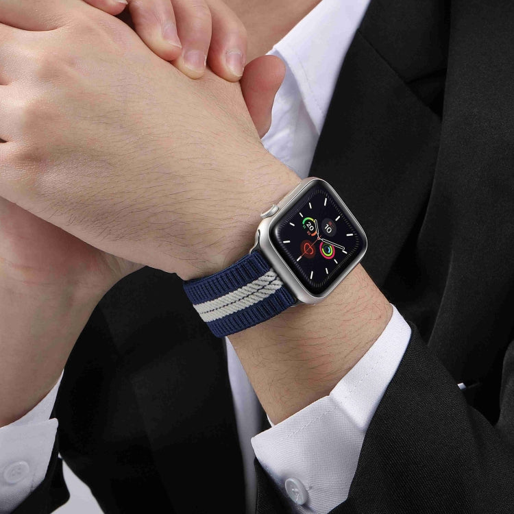For Apple Watch 46mm / 49mm / 45mm / 44mm Parachute Buckle Braided Nylon Watch Band(Blue White) by bashfashion