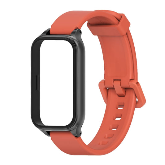 For Xiaomi Smart Band 9 Active / Redmi Band 3 Mijobs Metal Shell Silicone Watch Band(Orange Black) by MIJOBS