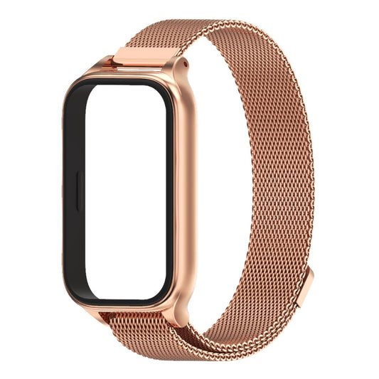 For Xiaomi Smart Band 9 Active / Redmi Band 3 Mijobs Metal Shell Milan Magnetic Watch Band(Rose Gold) by MIJOBS