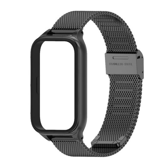 For Xiaomi Smart Band 9 Active / Redmi Band 3 Mijobs Metal Shell Milan Buckle Watch Band(Black) by MIJOBS