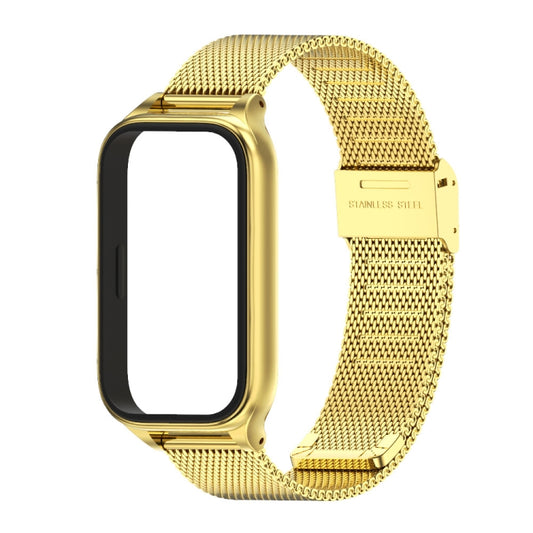 For Xiaomi Smart Band 9 Active / Redmi Band 3 Mijobs Metal Shell Milan Buckle Watch Band(Gold) by MIJOBS