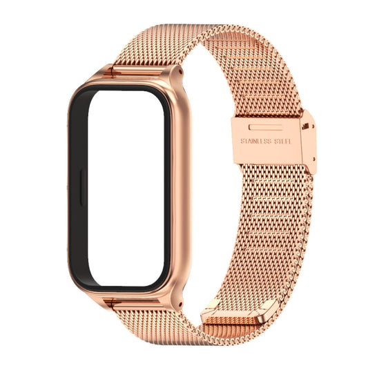 For Xiaomi Smart Band 9 Active / Redmi Band 3 Mijobs Metal Shell Milan Buckle Watch Band(Rose Gold) by MIJOBS