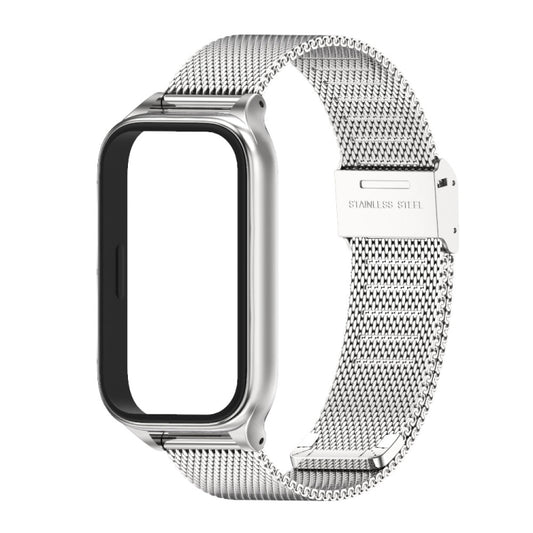 For Xiaomi Smart Band 9 Active / Redmi Band 3 Mijobs Metal Shell Milan Buckle Watch Band(Silver) by MIJOBS