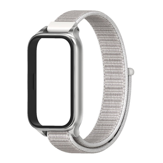For Xiaomi Smart Band 9 Active / Redmi Band 3 Mijobs Metal Shell Nylon Loop Watch Band(Sea Shell Silver) by MIJOBS