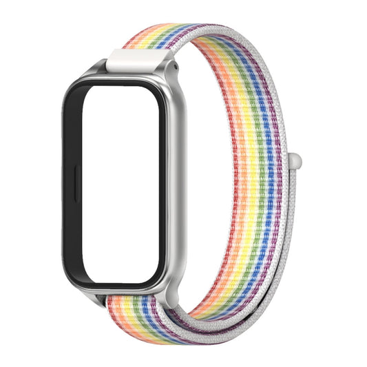 For Xiaomi Smart Band 9 Active / Redmi Band 3 Mijobs Metal Shell Nylon Loop Watch Band(Colorful Silver) by MIJOBS