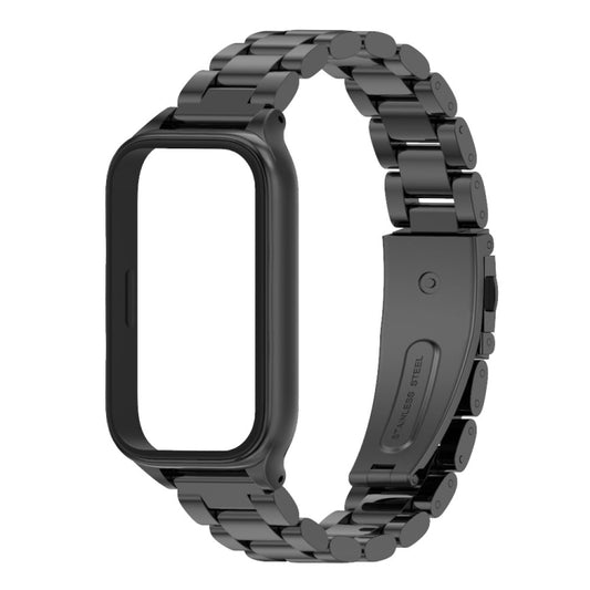 For Xiaomi Smart Band 9 Active / Redmi Band 3 Mijobs Metal Shell Three-Bead Stainless Steel Watch Band(Black) by MIJOBS