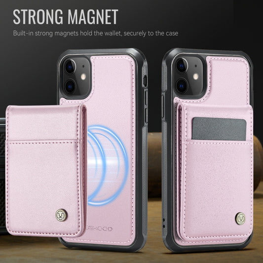 For iPhone 11 JEEHOOD J06 British Style RFID MagSafe Card Bag PU Phone Case(Pink) by JEEHOOD