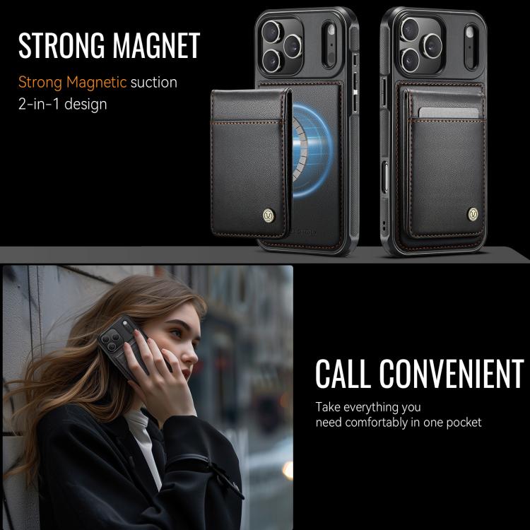 For iPhone 17 Pro Max JEEHOOD J06 British Style RFID MagSafe Card Bag PU Phone Case(Black) by JEEHOOD