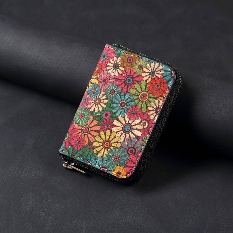 Denior V16 Flower MagSafe RFID Zipper Wallet Card Bag Case(Green) by Denior