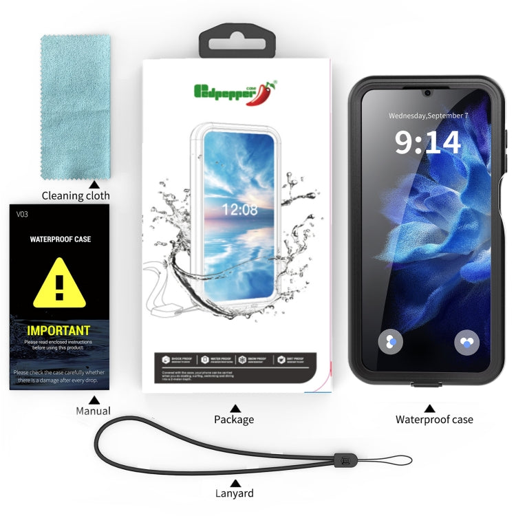 For Samsung Galaxy A16 5G / 4G RedPepper IP68 Waterproof PC Hybrid TPU Phone Case(Black) by RedPepper