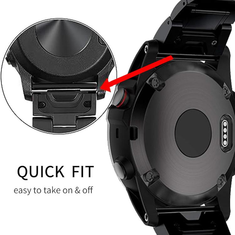 For Garmin 26mm Five-beads Titanium Alloy Push Buckle Metal Quick Release Watch Band(Black) by bashfashion