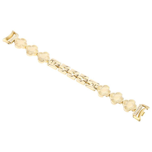 For Xiaomi Smart Band 9 / 8 Four-petaled Flower Diamond Bracelet Metal Watch Band(Gold) by bashfashion