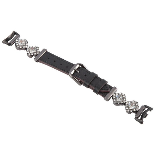 For Xiaomi Smart Band 9 / 8 Metal Diamond Leather Bracelet Watch Band(Black) by bashfashion