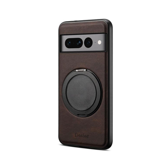 For Google Pixel 7 Pro Denior A14 Skin Feel Rotating Holder MagSafe Phone Case(Brown) by Denior