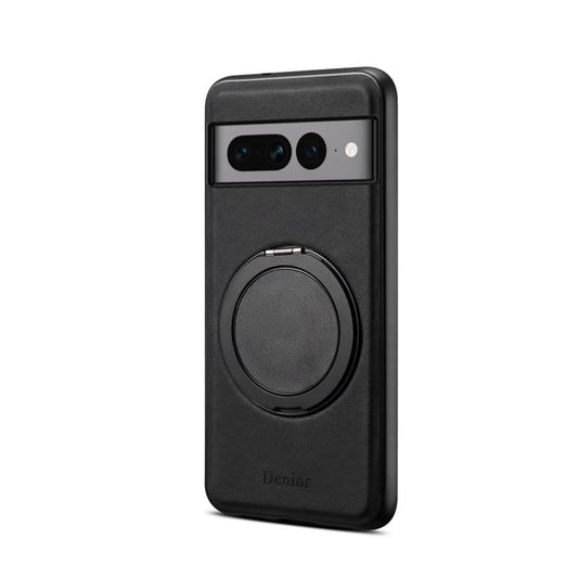 For Google Pixel 7 Pro Denior A14 Skin Feel Rotating Holder MagSafe Phone Case(Black) by Denior