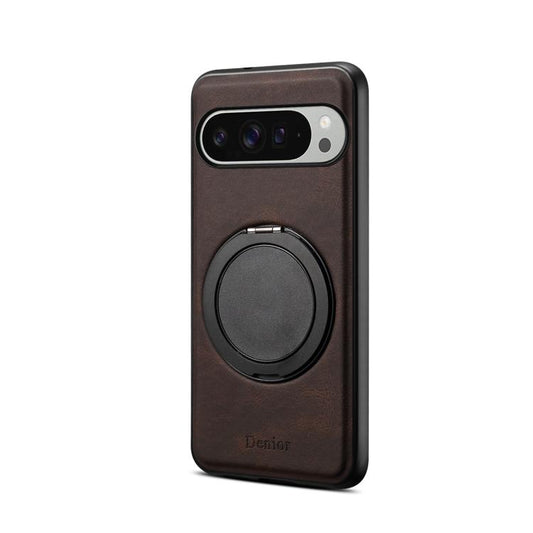 For Google Pixel 9 Pro XL Denior A14 Skin Feel Rotating Holder MagSafe Phone Case(Brown) by Denior
