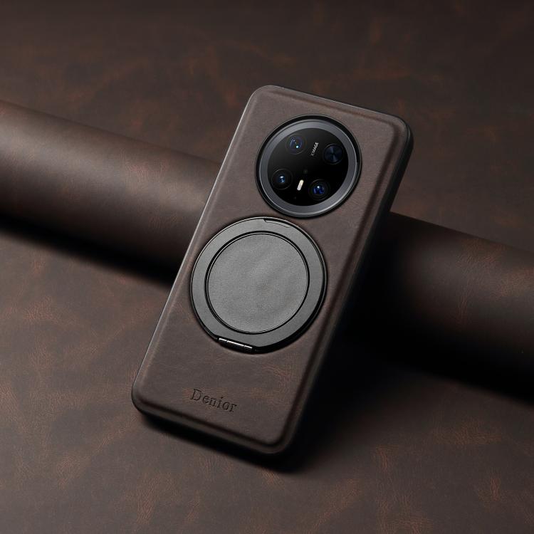 For Huawei Mate 70 Pro / 70 Pro+ Denior A14 Skin Feel Rotating Holder MagSafe Phone Case(Brown) by Denior