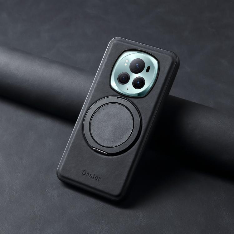 For Honor Magic6 Pro Denior A14 Skin Feel Rotating Holder MagSafe Phone Case(Black) by Denior