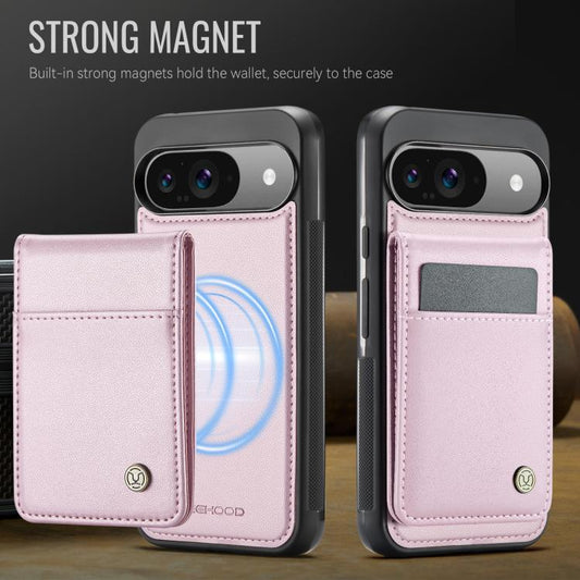 For Google Pixel 9 / 9 Pro JEEHOOD J06 British Style RFID MagSafe Card Bag PU Phone Case(Pink) by JEEHOOD