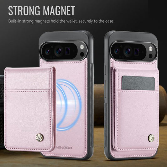 For Google Pixel 9 Pro XL JEEHOOD J06 British Style RFID MagSafe Card Bag PU Phone Case(Pink) by JEEHOOD