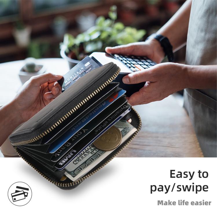 Denior V17 Skin Feel MagSafe RFID Zipper Wallet Card Bag Case(Black) by Denior