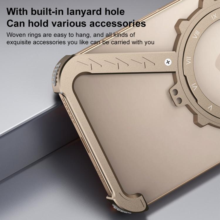 For iPhone 15 Z-shaped Frameless Metal 360 Holder MagSafe Phone Case(Desert Gold) by bashfashion