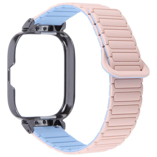 For Redmi Watch 5 / Watch 4 Metal Black Frame Integrated I-shaped Magnetic Silicone Watch Band(Pink Blue) by bashfashion