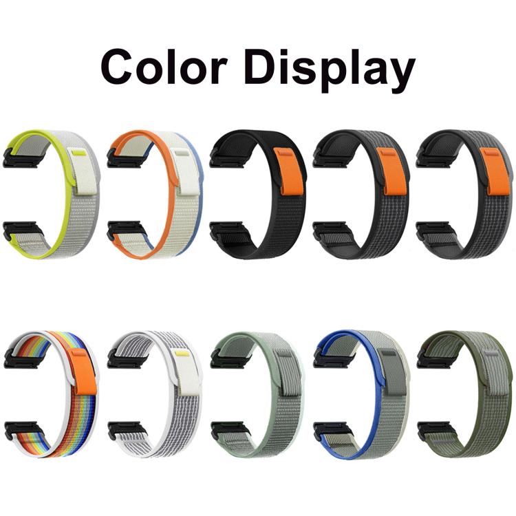 For Garmin 26mm Loop Nylon Hook and Loop Fastener Quick Release Watch Band(Grey White) by bashfashion