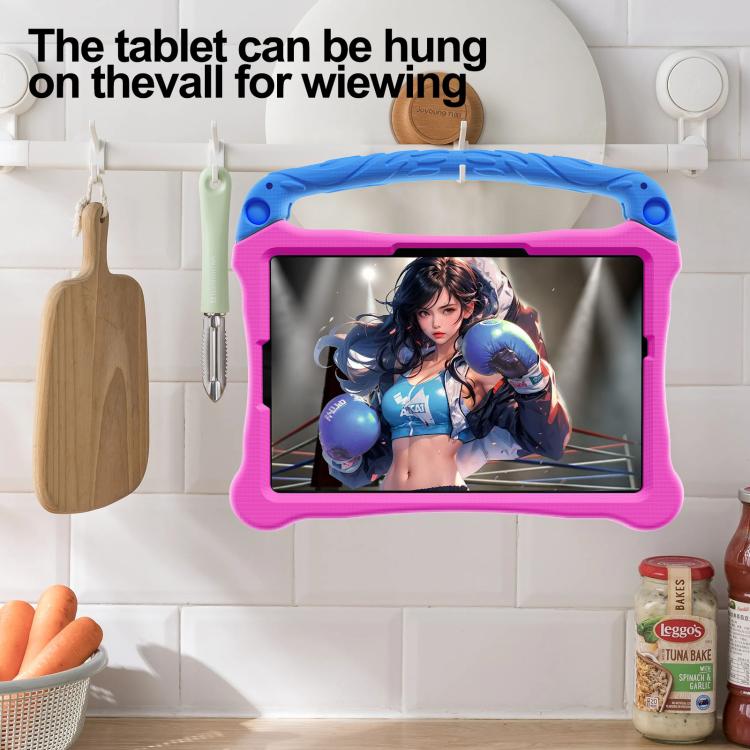 For Samsung Galaxy Tab S9 Boxing Series Kickstand EVA Shockproof Tablet Case with Shoulder Strap(Rose Red Blue) by bashfashion