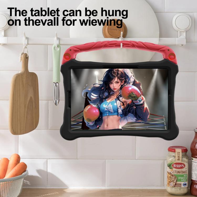 For Samsung Galaxy Tab S10 Lite / S10 FE Boxing Series Kickstand EVA Shockproof Tablet Case with Shoulder Strap(Black Red) by bashfashion