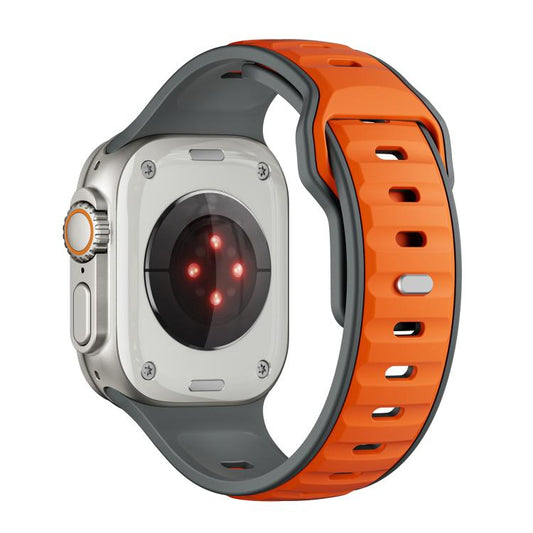For Apple Watch 46mm / 49mm / 45mm / 44mm Norman Buckle Two-color Silicone Watch Band(Grey Orange) by bashfashion