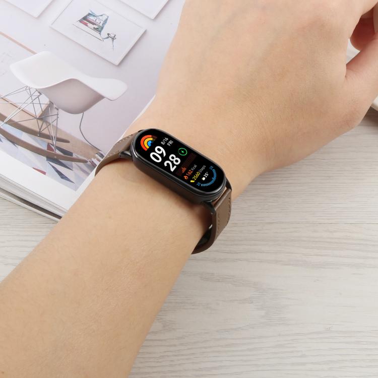 For Xiaomi Smart Band 9 / 8 Folding Magnetic Buckle Microfiber Leather Watch Band(Cherry Pink+Apricot) by bashfashion