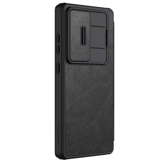 For Samsung Galaxy S25 Ultra 5G NILLKIN QIN Series Pro Sliding Camera Cover Design Leather Phone Case(Black) by NILLKIN