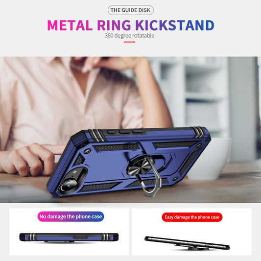 For iPhone 16e Shockproof TPU Hybrid PC Phone Case with Holder(Blue) by bashfashion