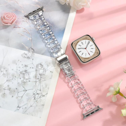 For Apple Watch 42mm / 41mm / 40mm / 38mm Small Waist Rhombus Three-bead Resin Watch Band(Transparent) by bashfashion