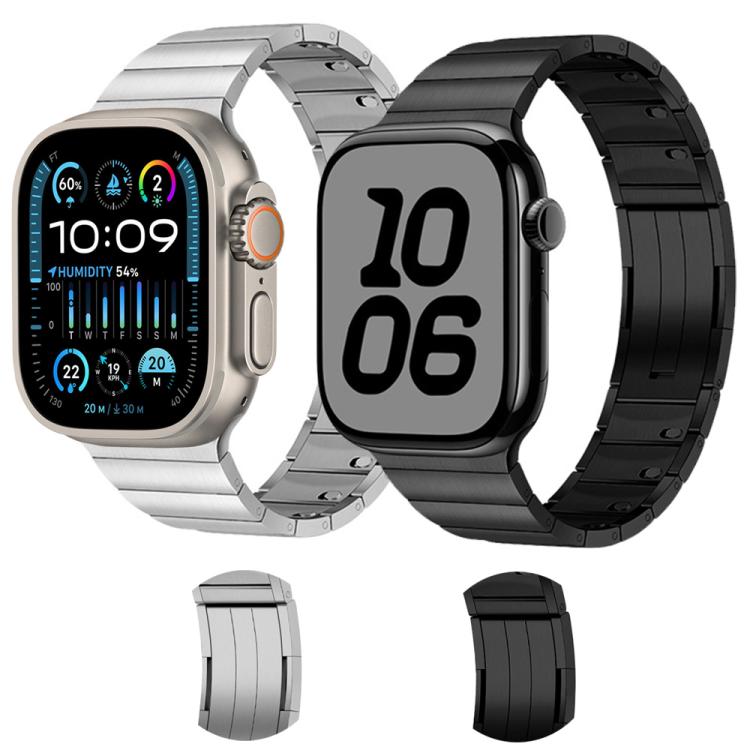 For Apple Watch 42mm / 41mm / 40mm / 38mm Single Bead Side-removable Stainless Steel Watch Band(Black) by bashfashion