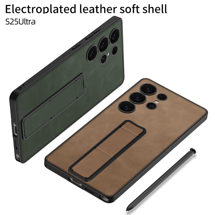 For Samsung Galaxy S25 Ultra 5G GKK Skin Feel Leather Fold Holder Phone Case(Black) by GKK