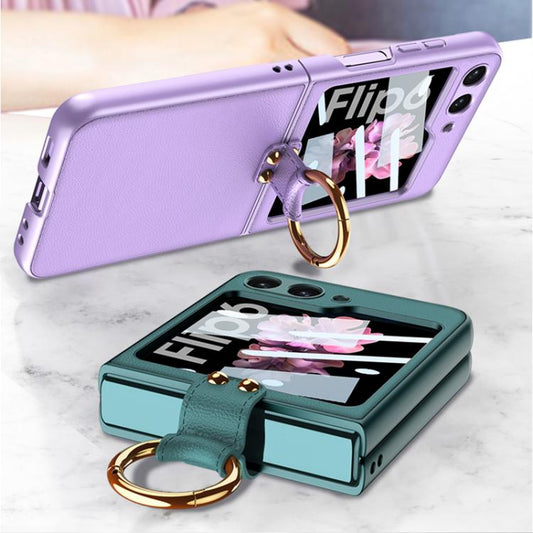 For Samsung Galaxy Z Flip6 GKK Integrated Ultra-thin Leather Phone Case with Ring Holder(Purple) by GKK