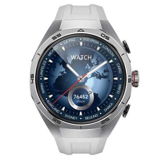 GT97 1.53 inch Round Screen 2 in 1 Bluetooth Earphone Silicone Strap Smart Watch Supports Bluetooth Calls(Silver) by bashfashion