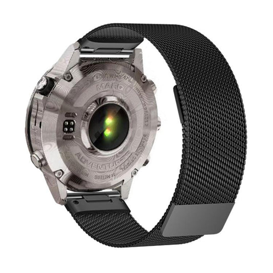 For Garmin Watch 26mm Milanese Dual Section Magnetic Metal Watch Band(Black) by bashfashion