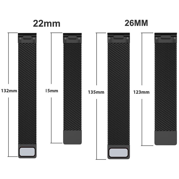 For Garmin Watch 22mm Milanese Dual Section Magnetic Metal Watch Band(Titanium Gray) by bashfashion